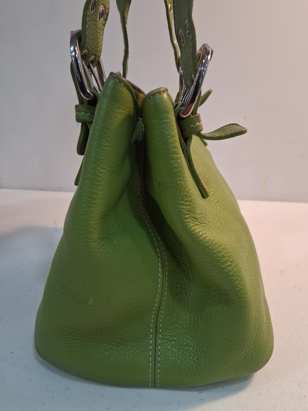 Tignanello Spring Green Leather Top Handle Handbag - Picture 6 of 9
